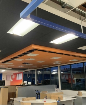 A commercial wall system installed in an office.