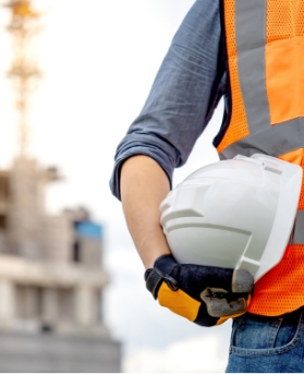 Construction worker with hardhat